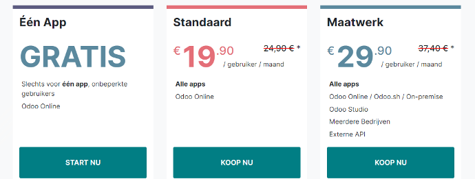 Prijzen van Odoo Prijzen van Odoo
