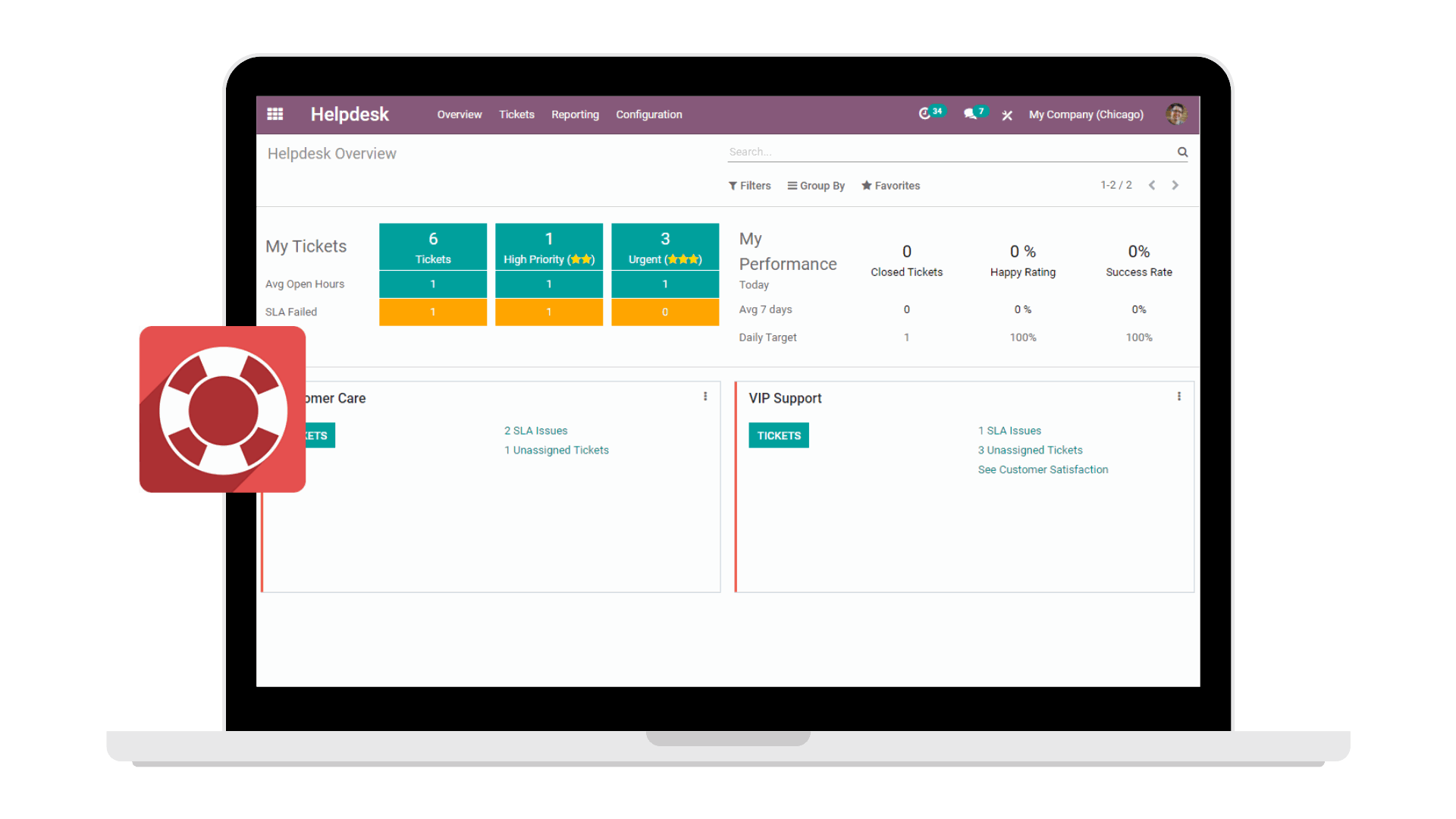 Odoo helpdesk app