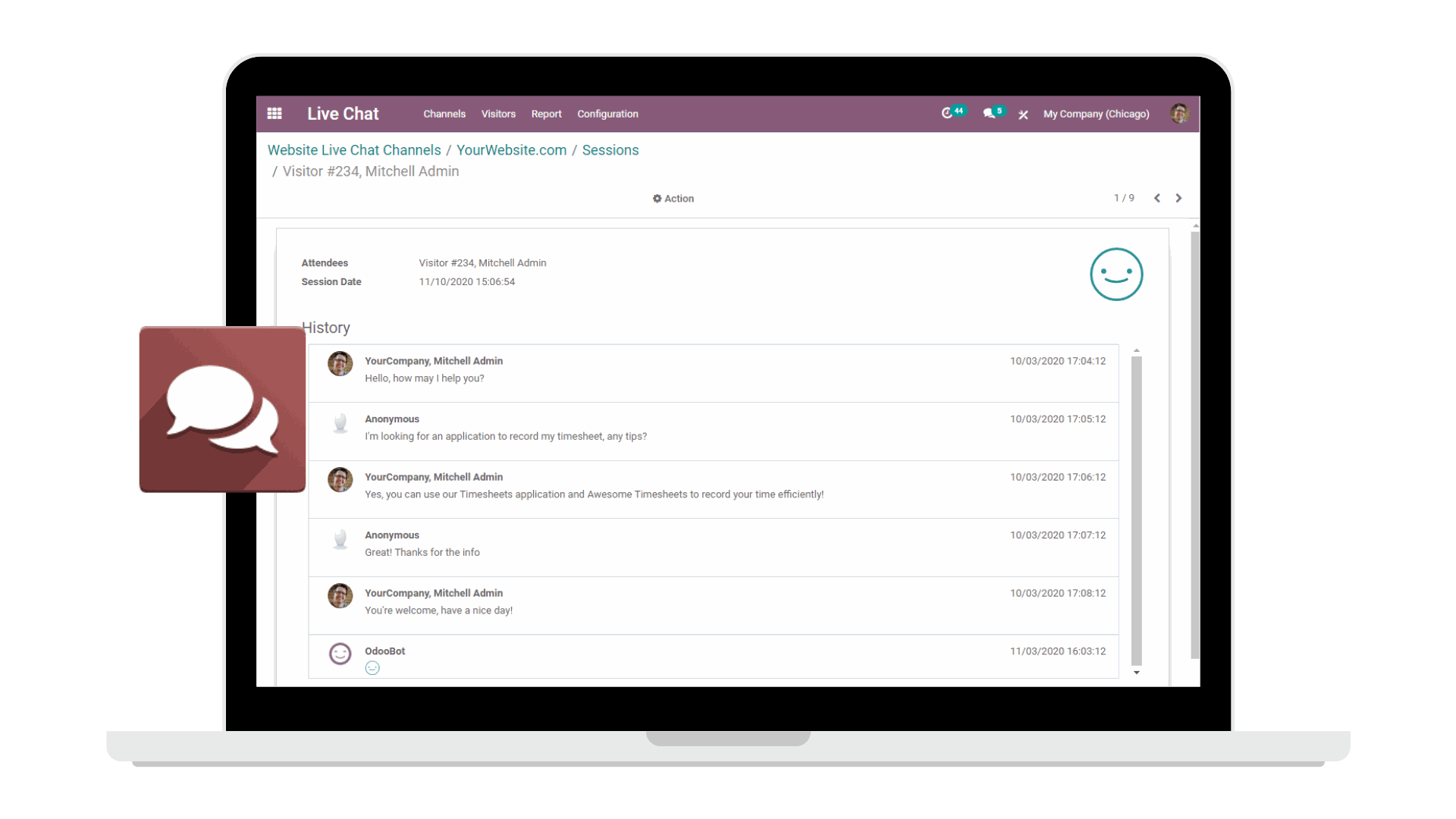 Odoo live chat app